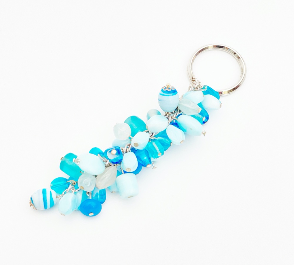 Long blue ceramic keyring