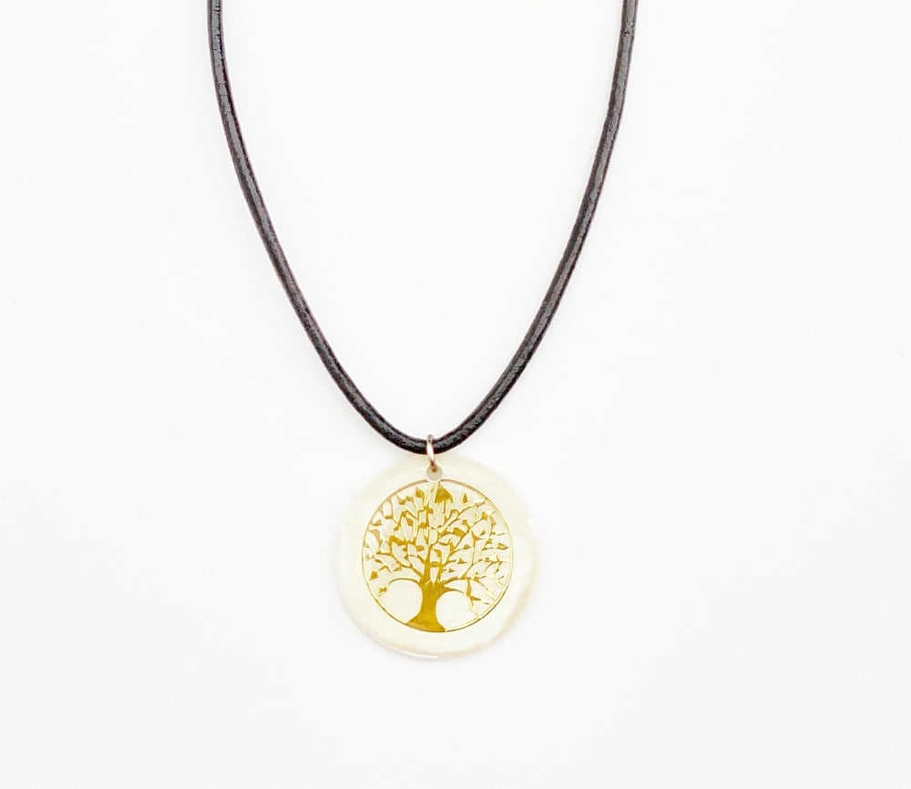 Gold tree resin necklace