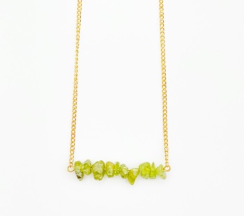 Green Peridot bar necklace