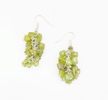 Green Peridot cluster earrings