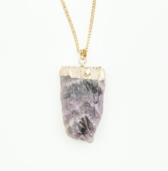 Raw banded Amethyst pendant necklace