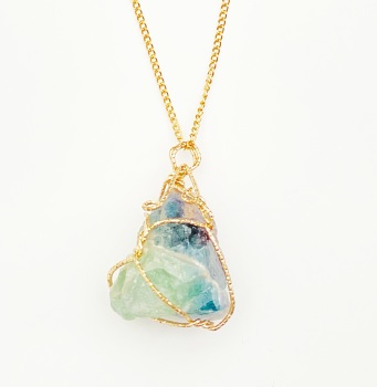 Wrapped Fluorite pendant necklace