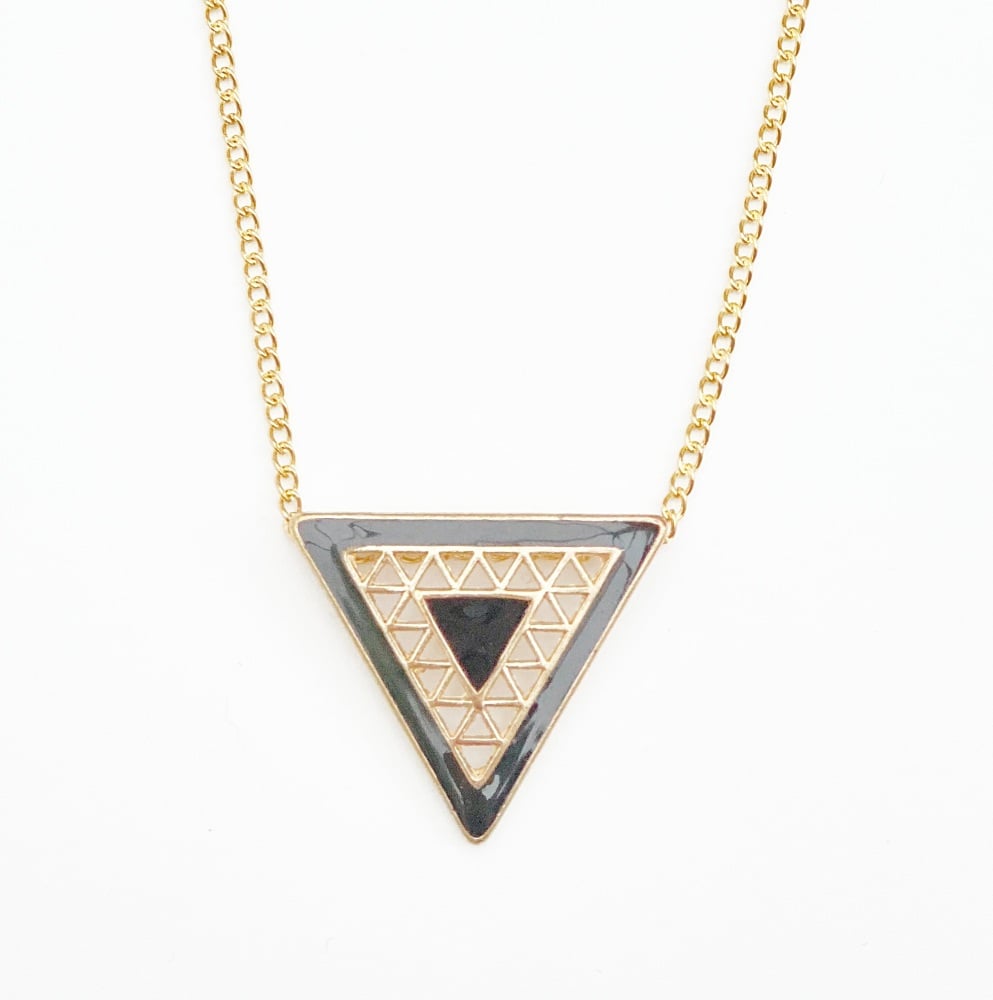 Black aztec triangle necklace