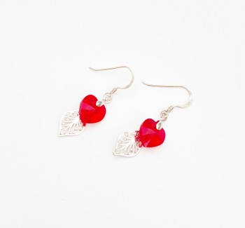 Swarovski red heart earrings