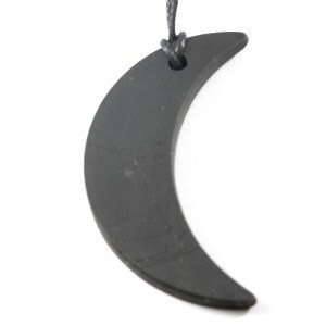 Shungite crescent moon pendant