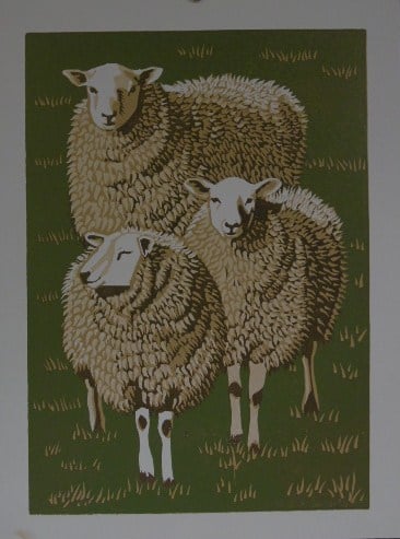 Three sheep reduction print