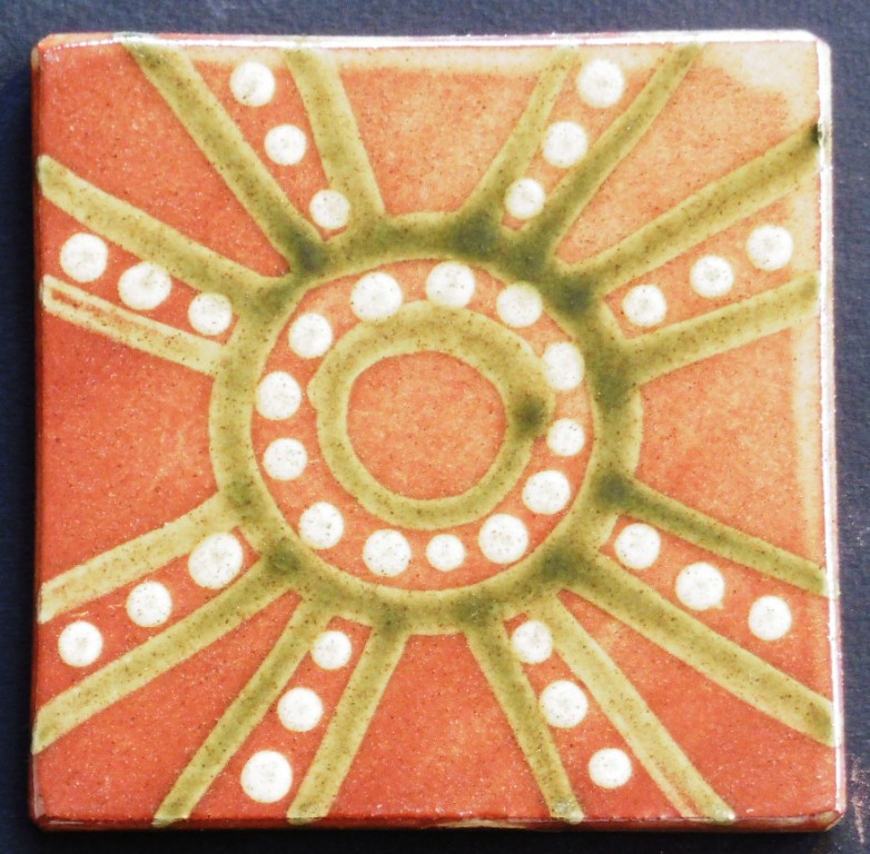 slip trailed tile (41) slipware tile handmade by Helen Baron