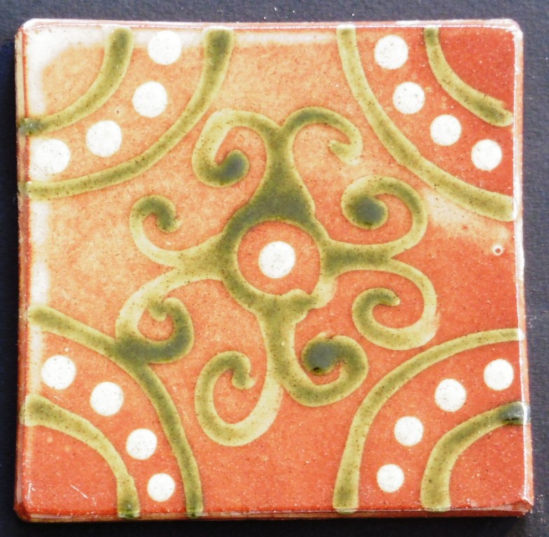 slip trailed tile (42) handmade by Helen Baron
