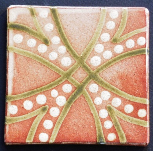 slip trailed tile (43) handmade by Helen Baron