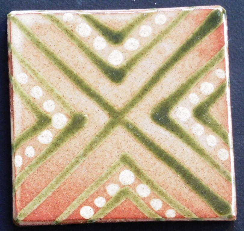 slip trailed tile (44) handmade by Helen Baron
