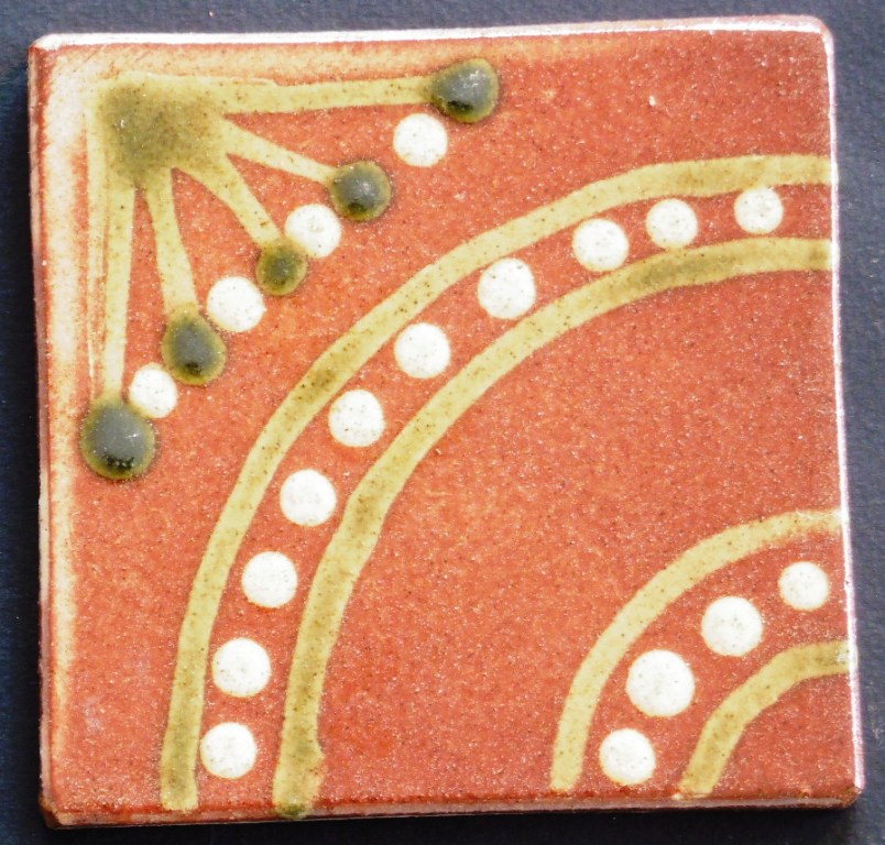 slip trailed tile (26) slipware tile handmade by Helen Baron