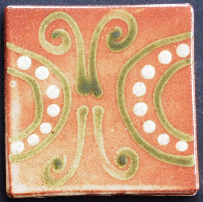 slip trailed tile (21) handmade by Helen Baron