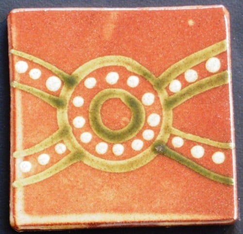 slip trailed tile (23) handmade by Helen Baron
