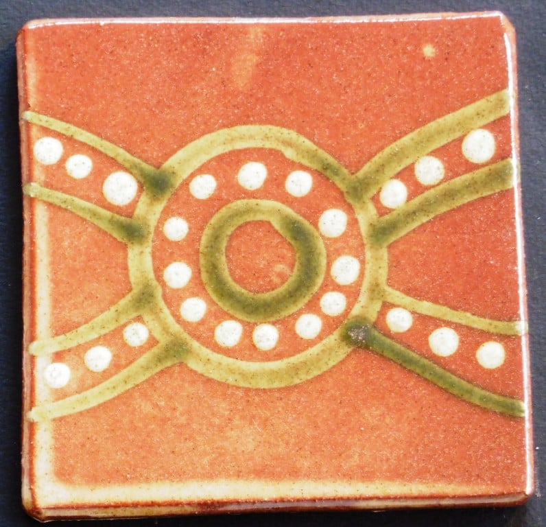 slip trailed tile (23) handmade by Helen Baron