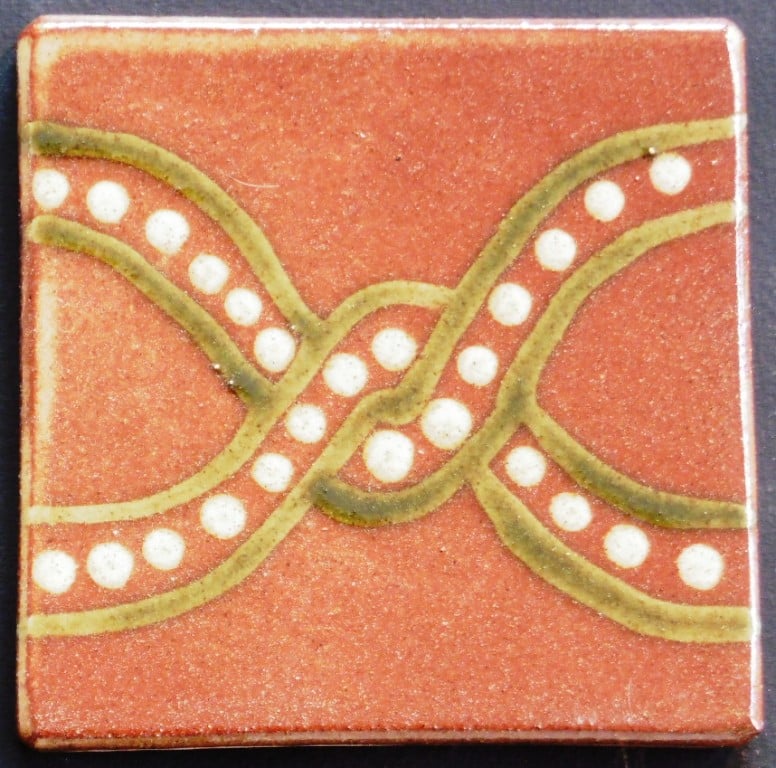 slip trailed tile (24) handmade by Helen Baron