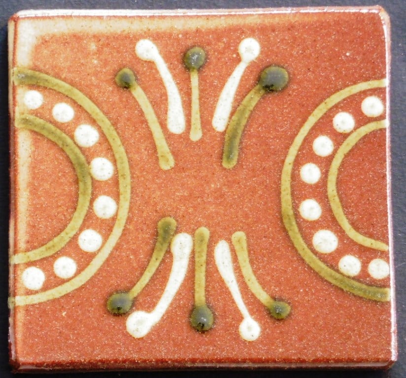 slip trailed tile (25) slipware tile handmade by Helen Baron