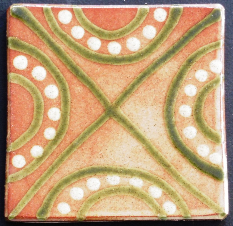 slip trailed tile (46) handmade by Helen Baron