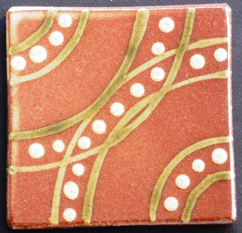 slip trailed tile (47) handmade by Helen Baron