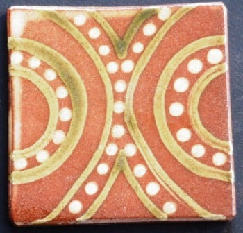 slip trailed tile (48) slipware tile handmade by Helen Baron