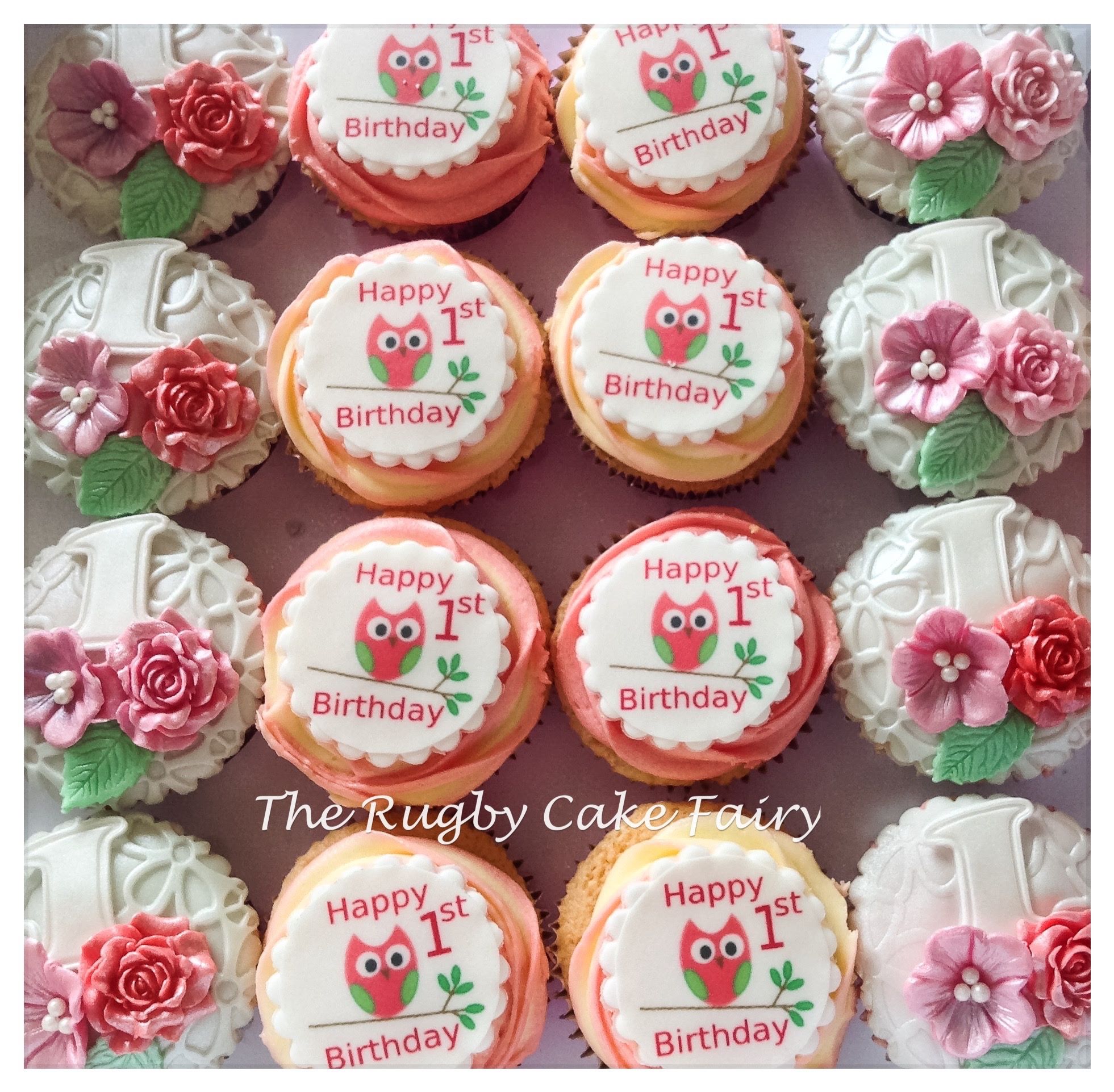 1st birthday cupcakes owl