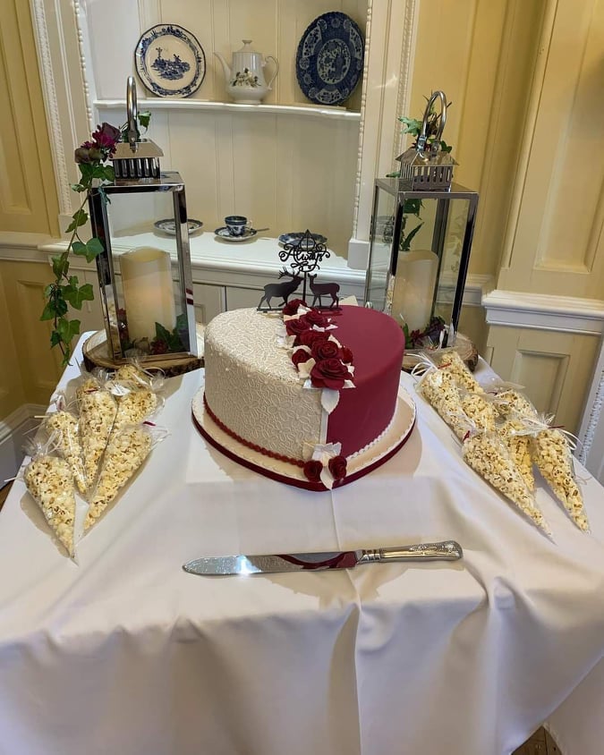 Heart shaped two tone wedding cake