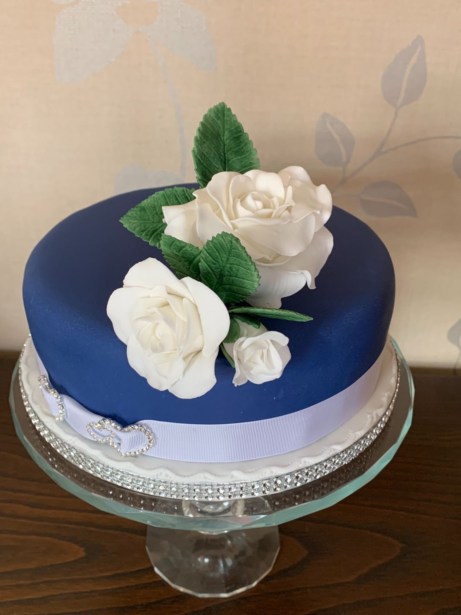 large blue fruit wedding cake