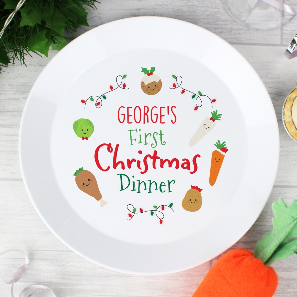 First Christmas Dinner Personalised Plastic Plate 
