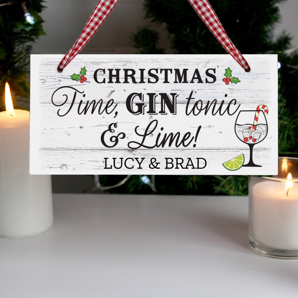 Gin Christmas Personalised Sign 