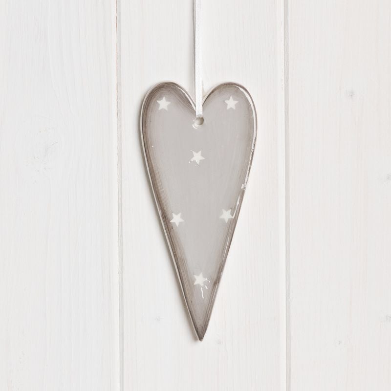 Large Hanging Ceramic Heart With Stars 