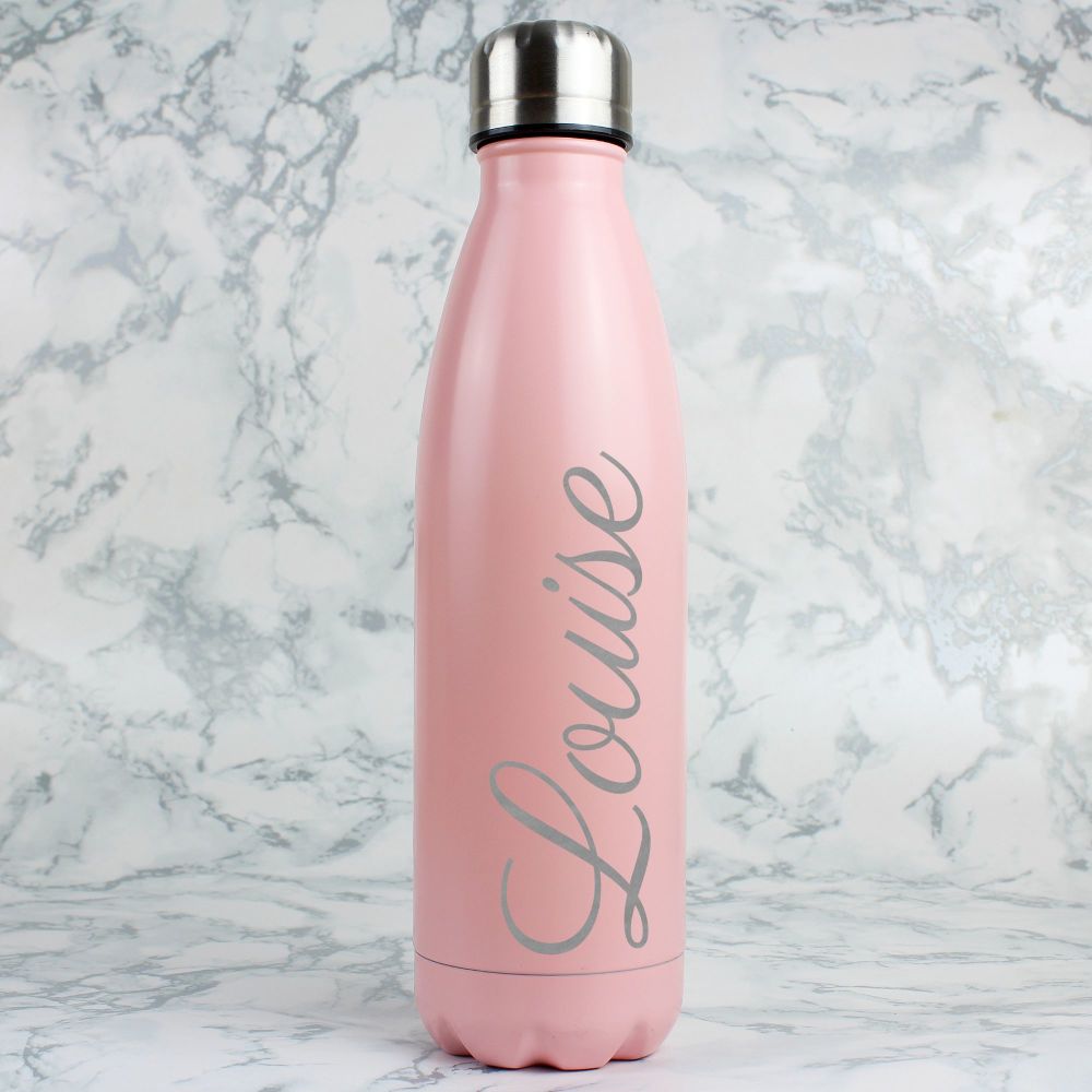 Pink Personalised Metal Insulated Bottle 