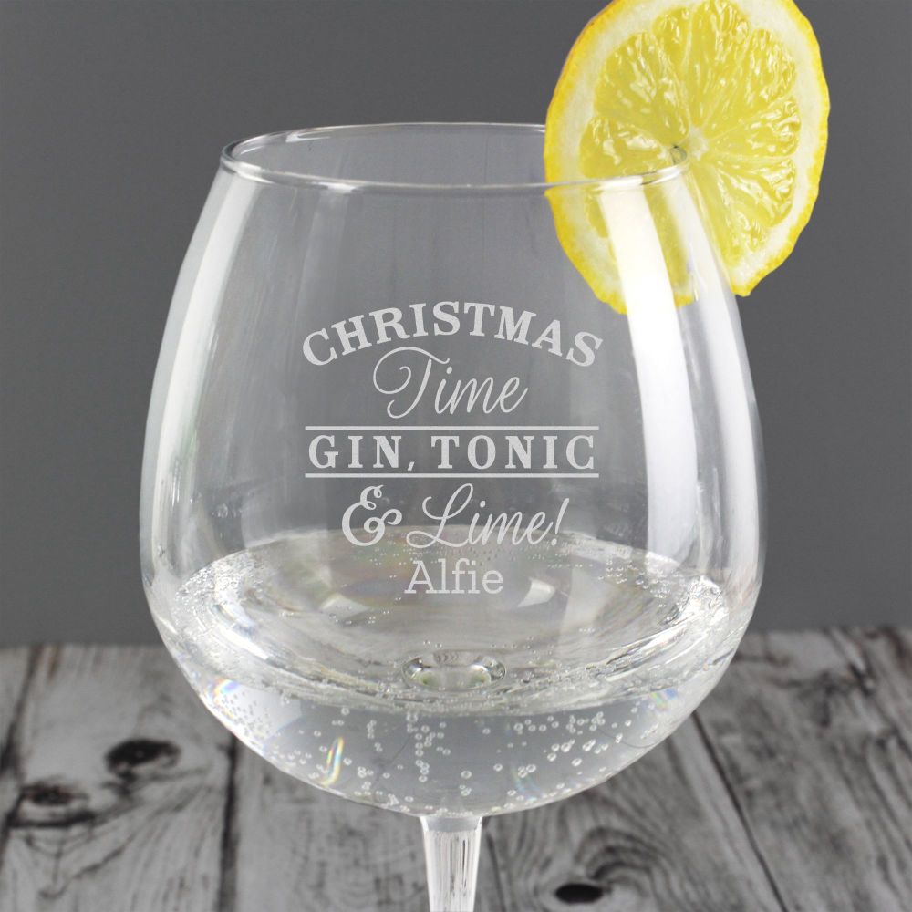 Christmas Gin Personalised Glass 