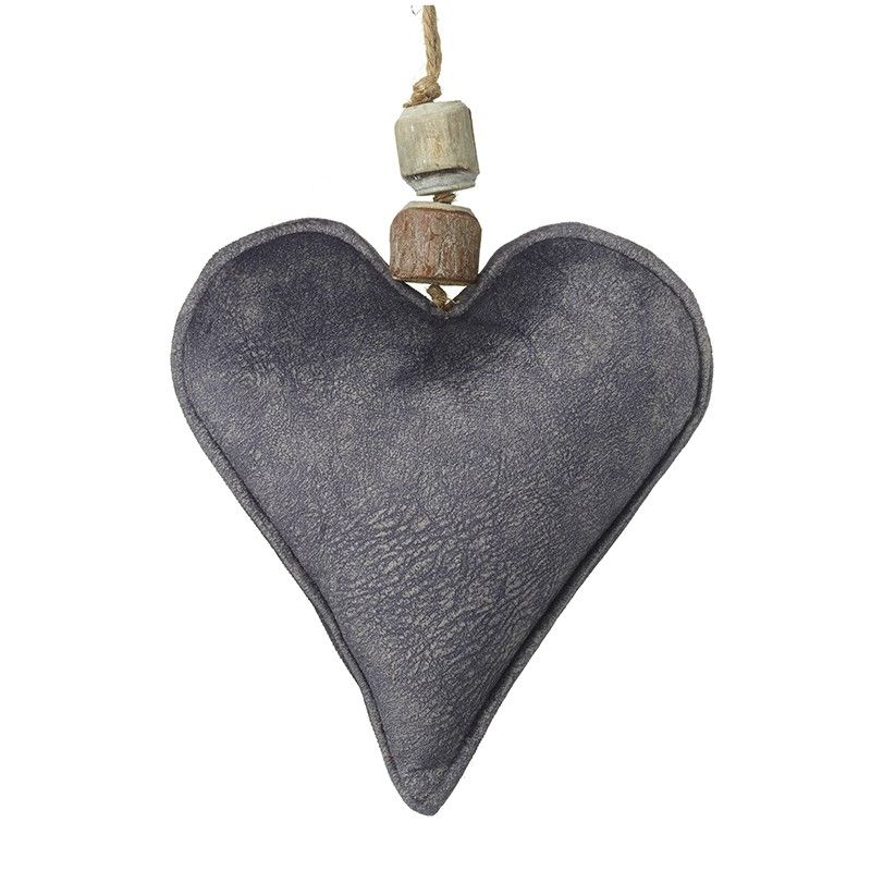 Grey Velvet Fabric Heart Hanging Decoration