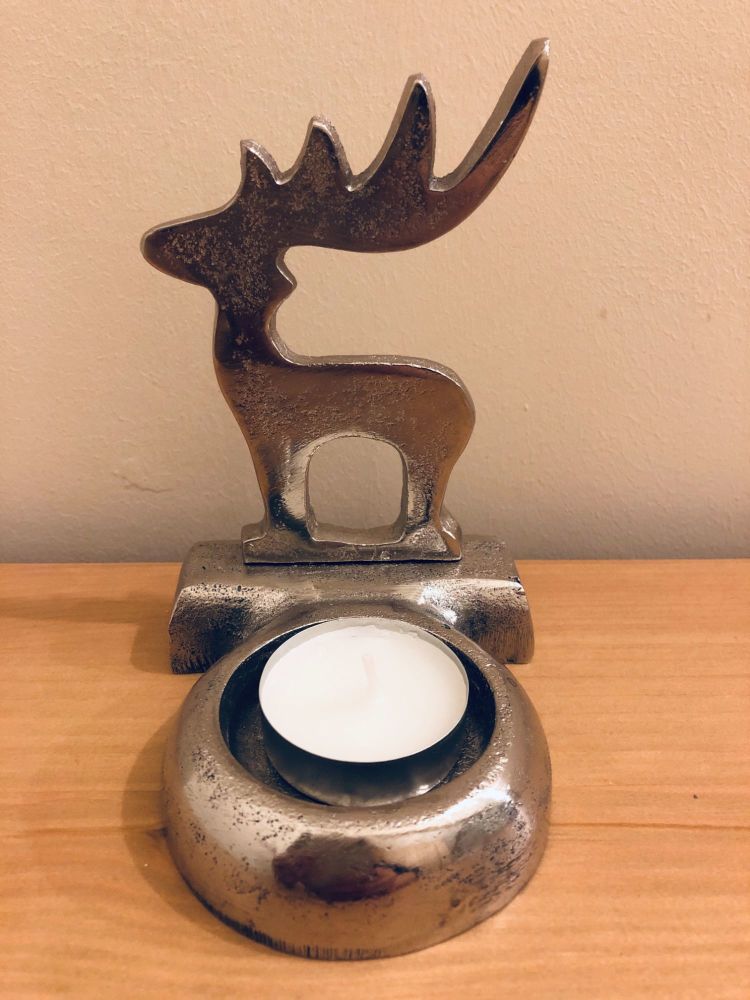 Metal Reindeer Tea Light Holder 