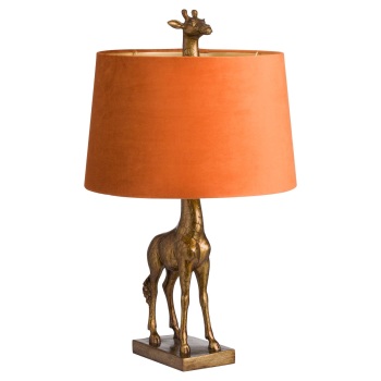 Antique Burnt Orange & Gold Giraffe Table Lamp