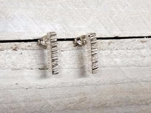 Sterling Silver Shimmer Textured Stud Earrings