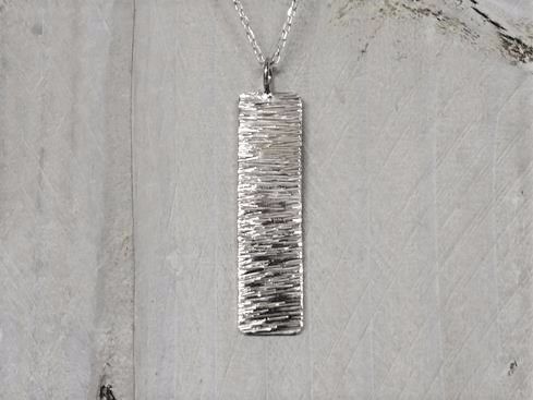 Sterling Silver Slim Rectangle Shimmer Necklace