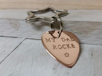 Keyring - Copper - Guitar Pick My Dad Rocks