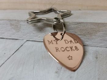Keyring - Copper - Guitar Pick My Dad Rocks