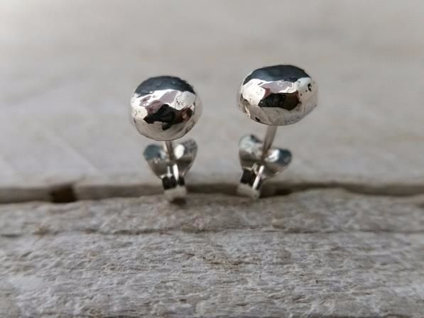 Sterling Silver Hammered Organic Ball Stud Earrings