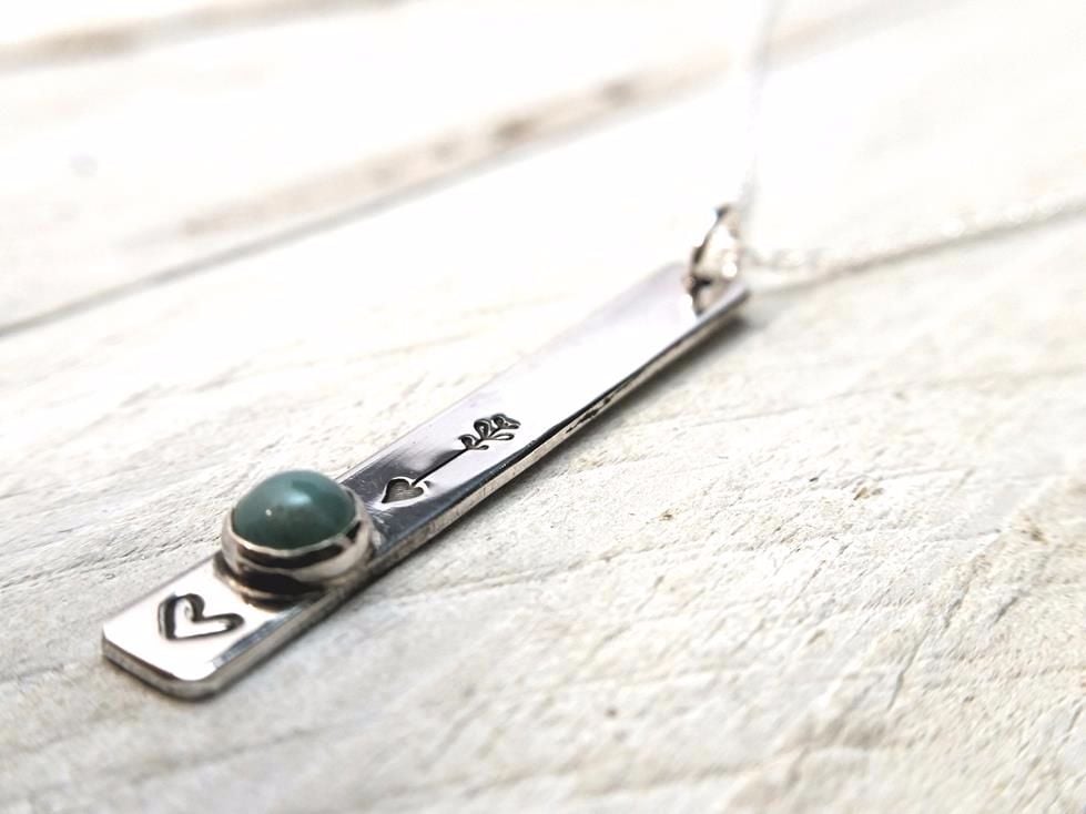 Sterling Silver Necklace - Slim Dropper Necklace with Turquoise Stone