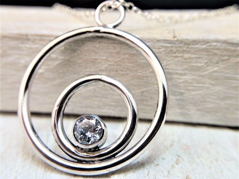 Sterling Silver Necklace - Sparking Circles Necklace