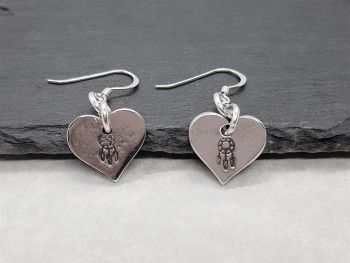 Earrings - Pewter - Hearts with Dreamcatcher
