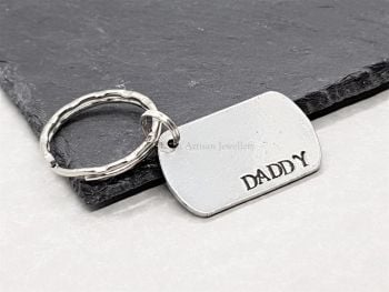 Keyring - Pewter - Mini Dog Tag - Daddy