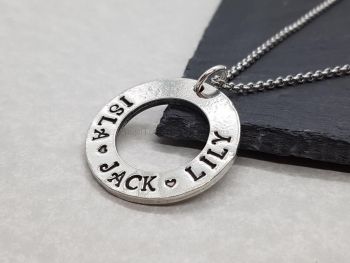 Necklace - Pewter - Personalised Washer Pendant