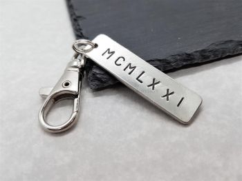 Keyring - Pewter - Roman Numerals - You Choose Numerals
