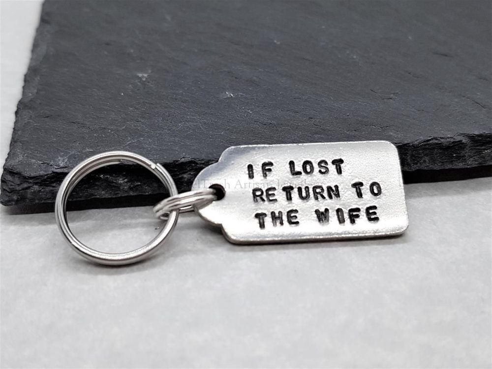Pewter Small Luggage Label - If Lost Return To The Wife