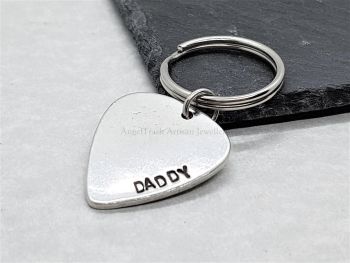 Keyring - Pewter - Guitar Pick for Daddy's 