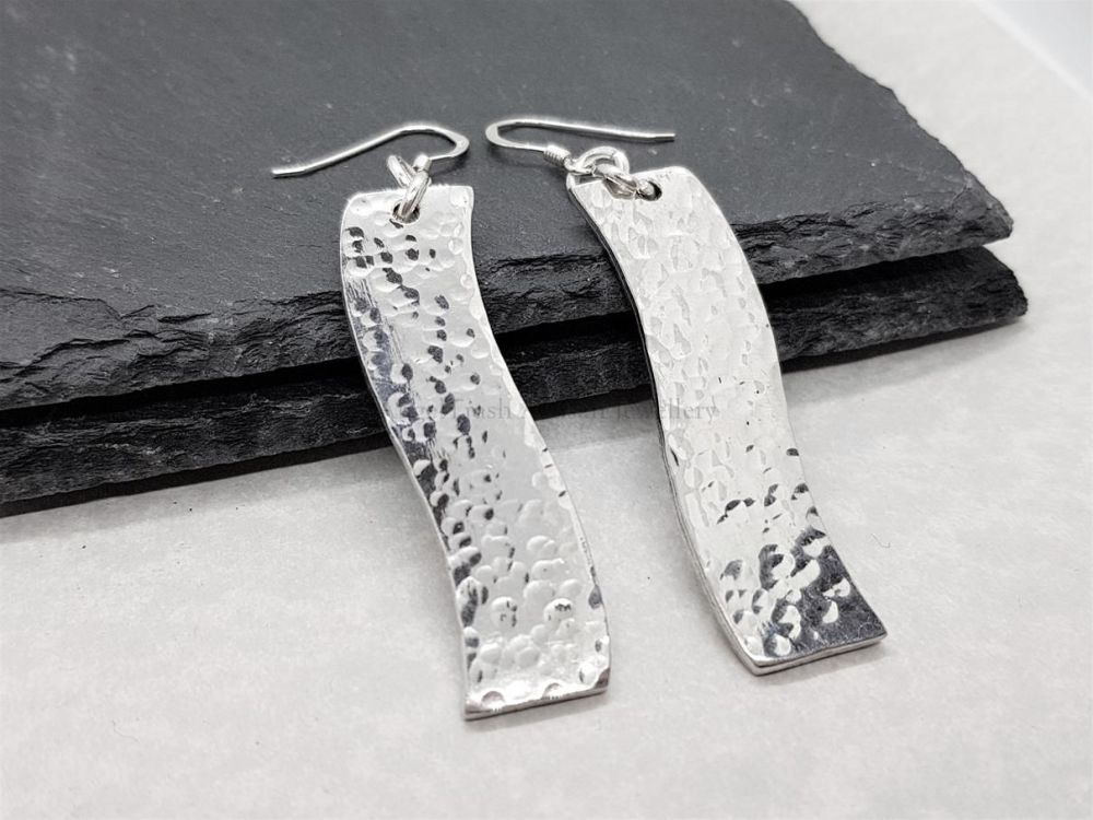 Pewter Hammered Wiggle Earrings