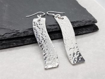Earrings - Pewter - Hammered Wiggle