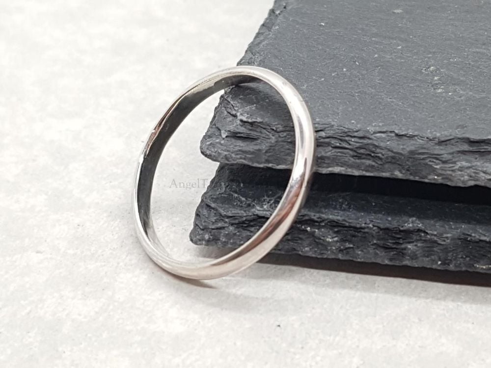 Sterling Silver Ring - Slim 'D' Shape Court Ring